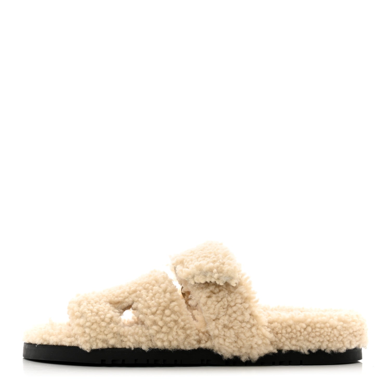 Hermes Woolskin Womens Chypre Sandals 36.5 Ecru 1 of 9