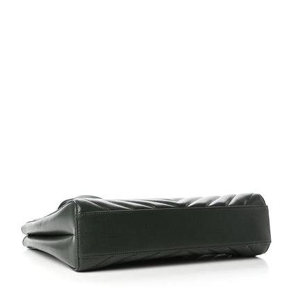 Saint Laurent Grain de Poudre Matelasse Chevron Medium Tribeca Shopping Bag Vert Fonce 4 of 8
