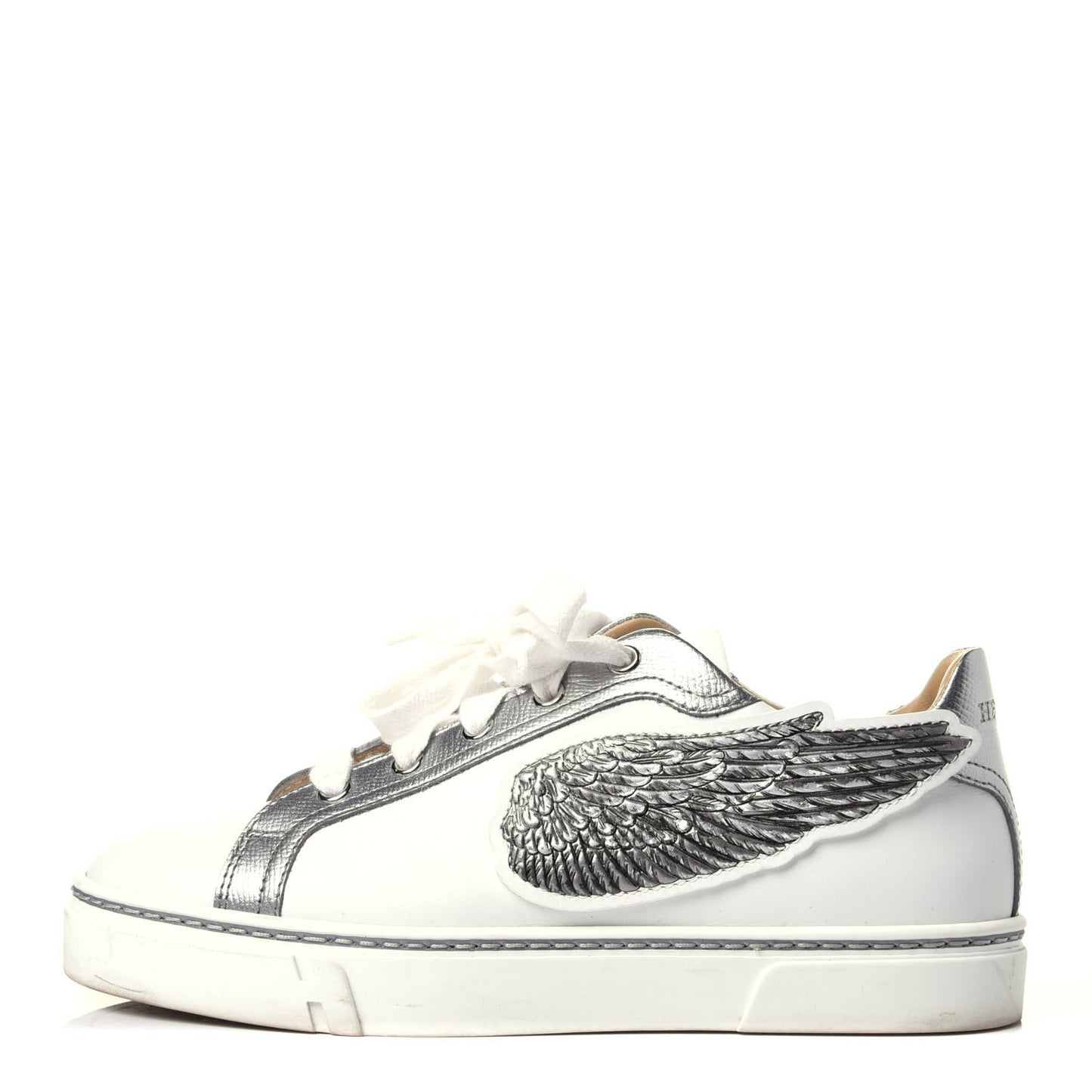 Calfskin Epsom Womens Velvet Sneakers 37 White Silver