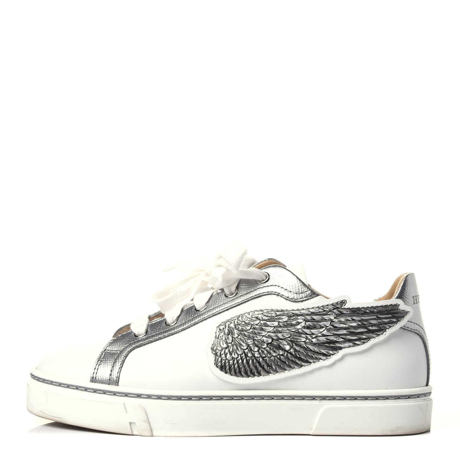 Hermes Calfskin Epsom Womens Velvet Sneakers 37 White Silver 1 of 12