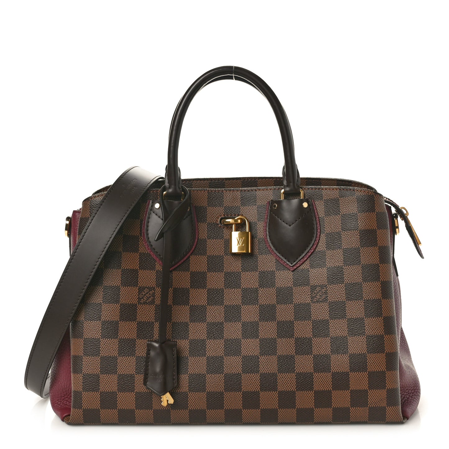 Cuir Taurillon Damier Ebene Normandy Bordeaux