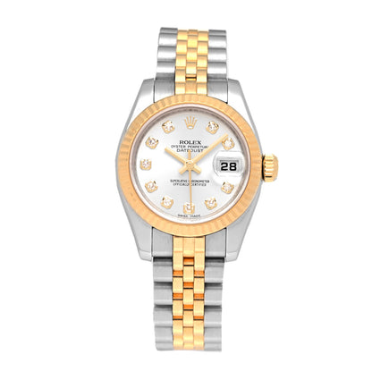 Rolex Stainless Steel 18K Yellow Gold Diamond 26mm Oyster Perpetual Datejust Watch Silver 179173 1 of 4