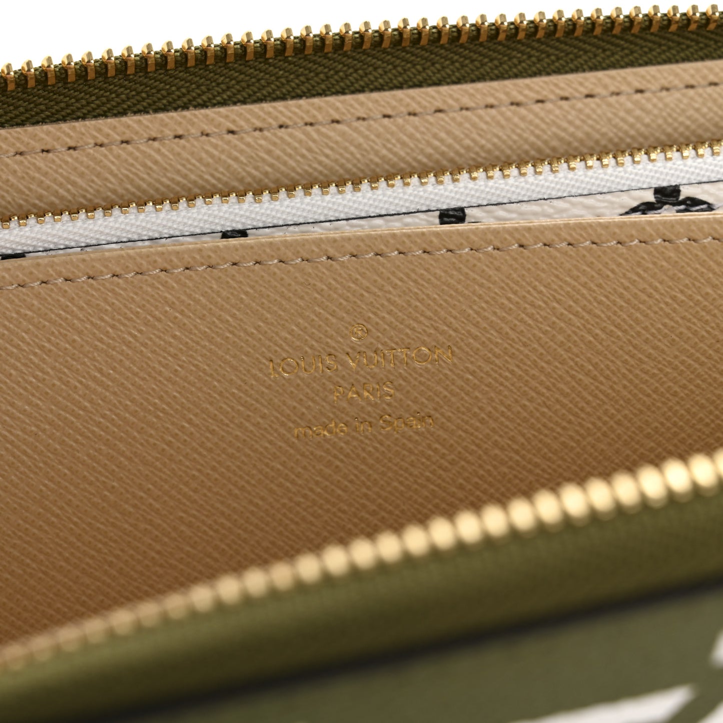 Monogram Giant Zippy Wallet Kaki White
