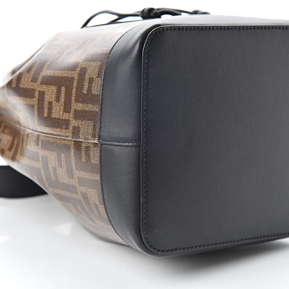Fendi Glazed Fabric Vitello Grace F is Fendi FF 1974 Stamp Patch Grande Mon Tresor Bucket Bag Mogano Panna Black 9 of 11