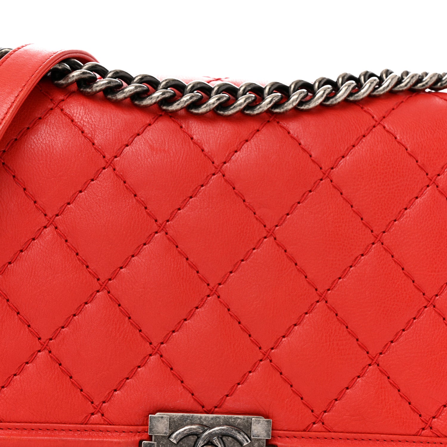 Chanel Calfskin Double Stitch New Medium Boy Flap Red 8 of 16