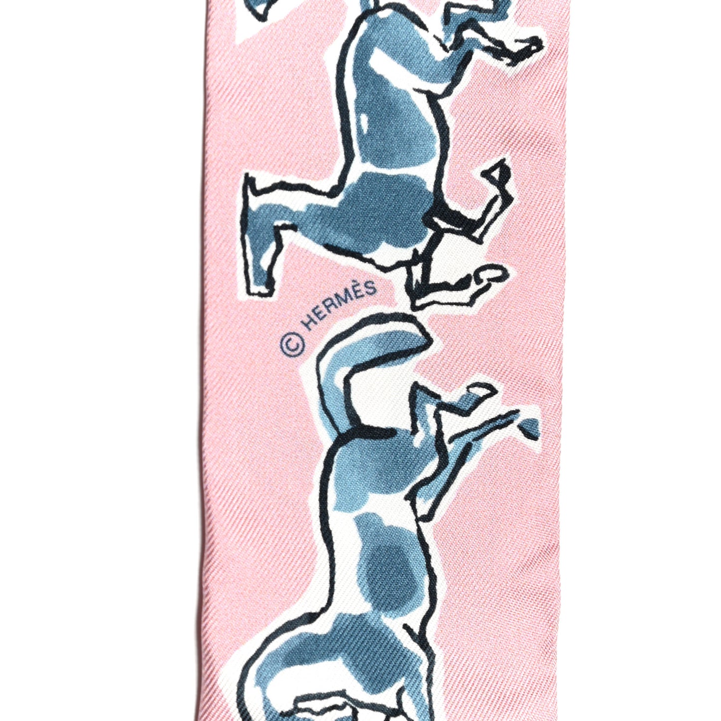 Silk Chevaux En Liberte Twilly Vieux Rose Bleu