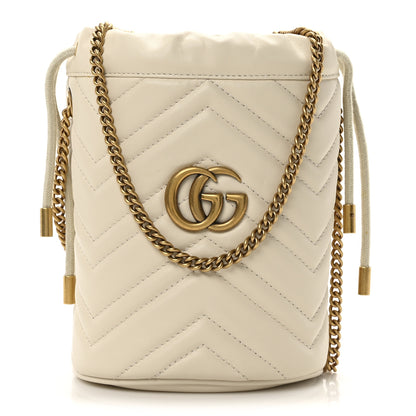 Gucci Calfskin Matelasse Mini GG Marmont 2.0 Bucket Bag White 1 of 10