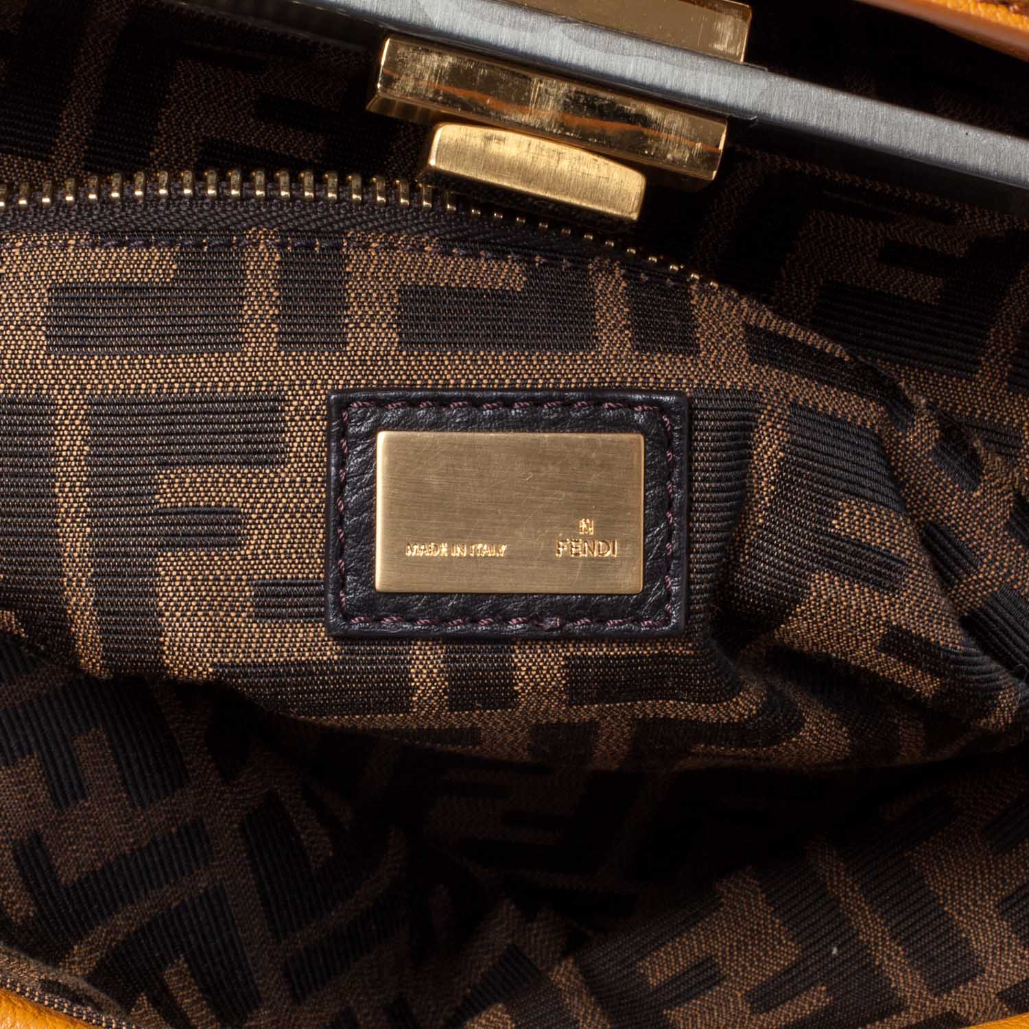 Fendi Goatskin Zucca Large Peekaboo Iconic Satchel Ocra Tobacco Moro 7 of 9