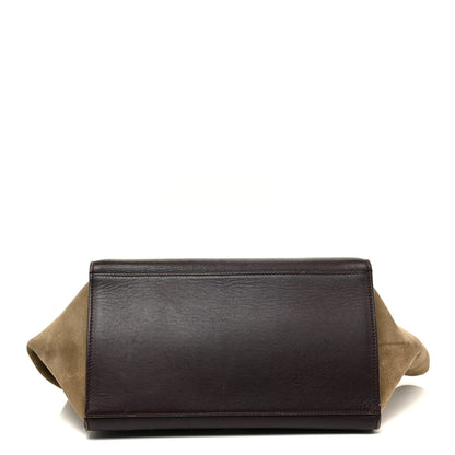 Celine Calfskin Suede Tri-Color Medium Trapeze Burgundy 14 of 32