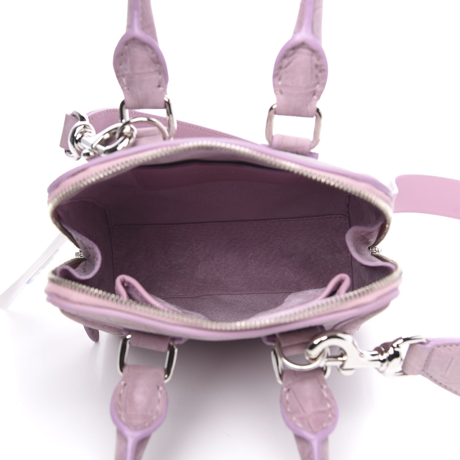 Alexander McQueen Crocodile Embossed Nubuck Mini Heroine Shoulder Bag Lilac 5 of 9