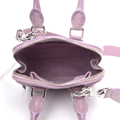 Alexander McQueen Crocodile Embossed Nubuck Mini Heroine Shoulder Bag Lilac 5 of 9