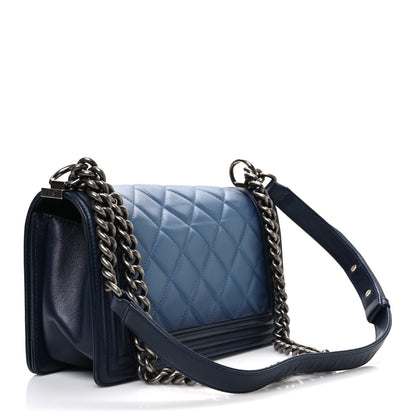 Chanel Calfskin Ombre Faded Quilted Medium Boy Flap Blue 3 of 10