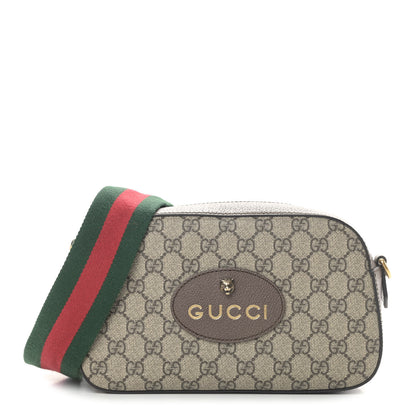 Gucci GG Supreme Monogram Web Neo Vintage Shoulder Bag Beige New Acero Crop 1 of 8