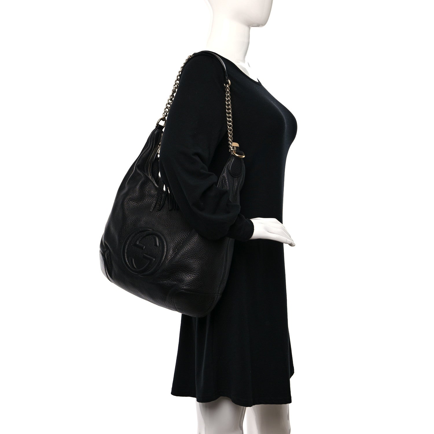 Gucci Pebbled Calfskin Medium Soho Chain Hobo Black 2 of 10