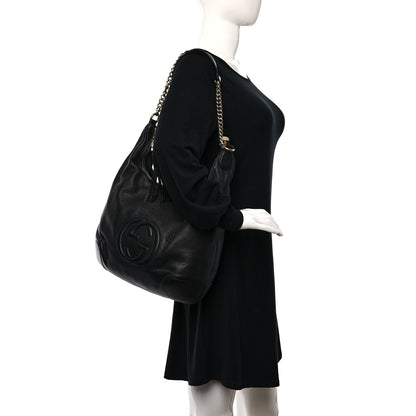 Gucci Pebbled Calfskin Medium Soho Chain Hobo Black 2 of 10