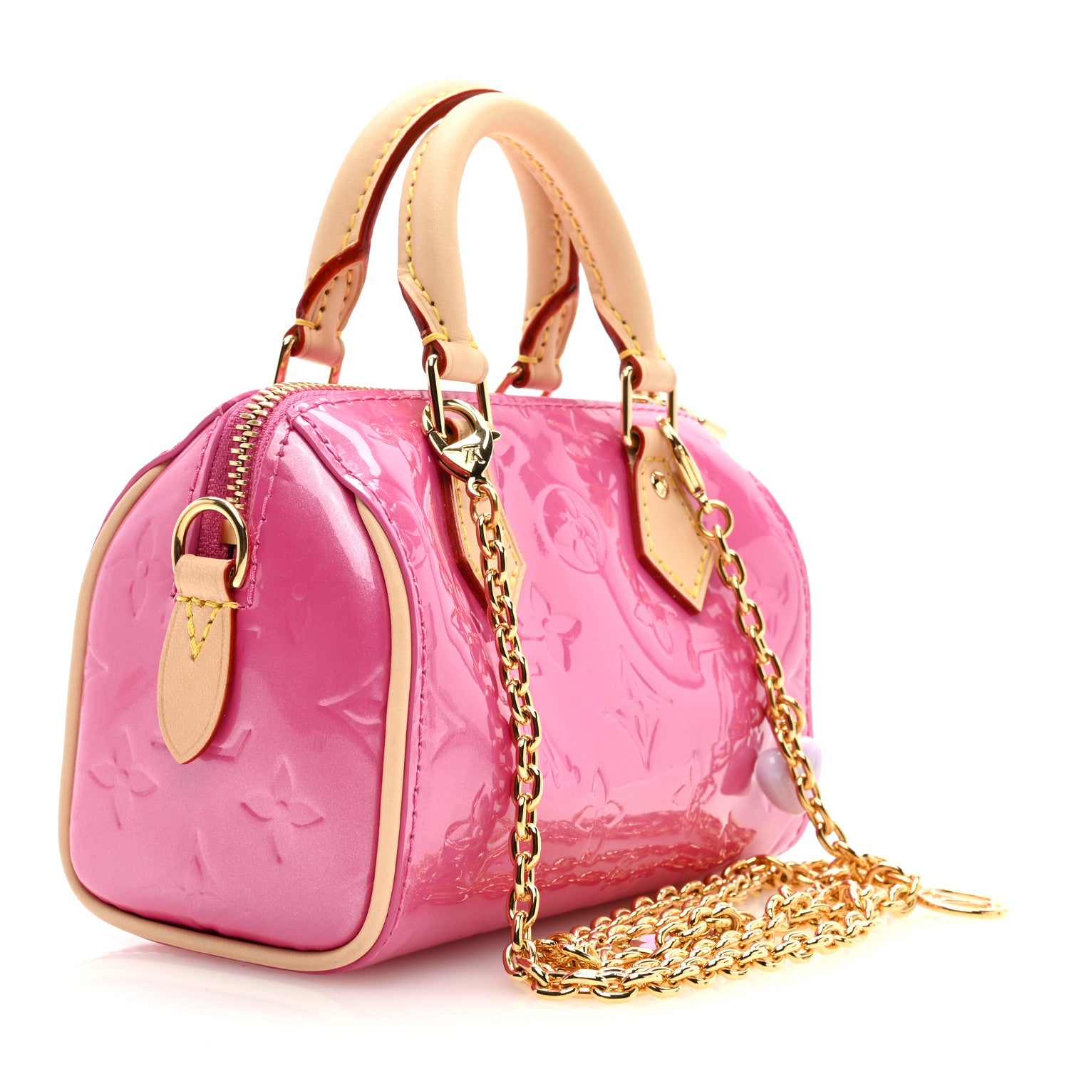 Louis Vuitton Vernis Monogram Nano Speedy Neon Pink 3 of 8