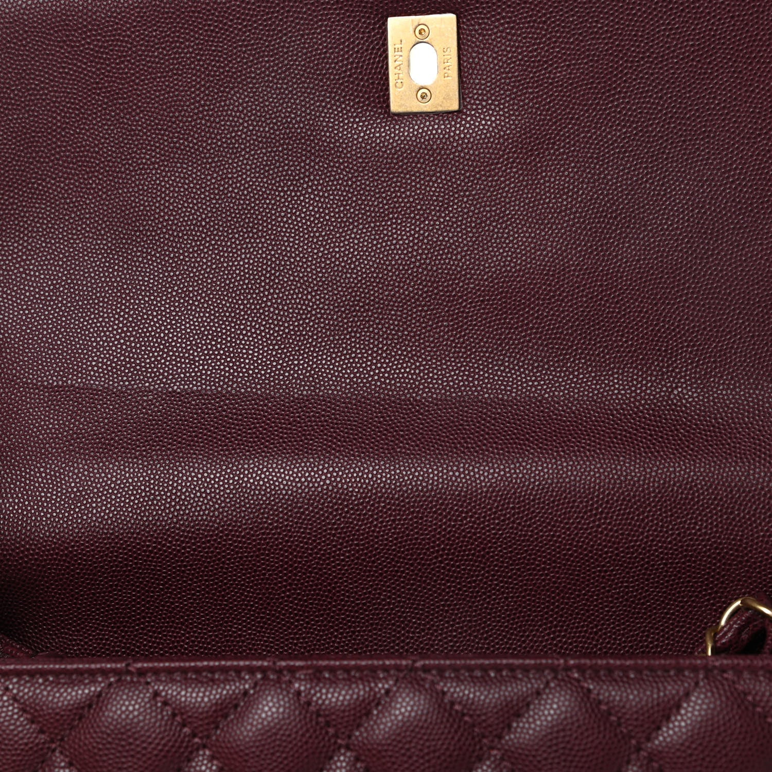 Chanel Caviar Lizard Embossed Quilted Small Coco Handle Flap Burgundy 11 of 11
