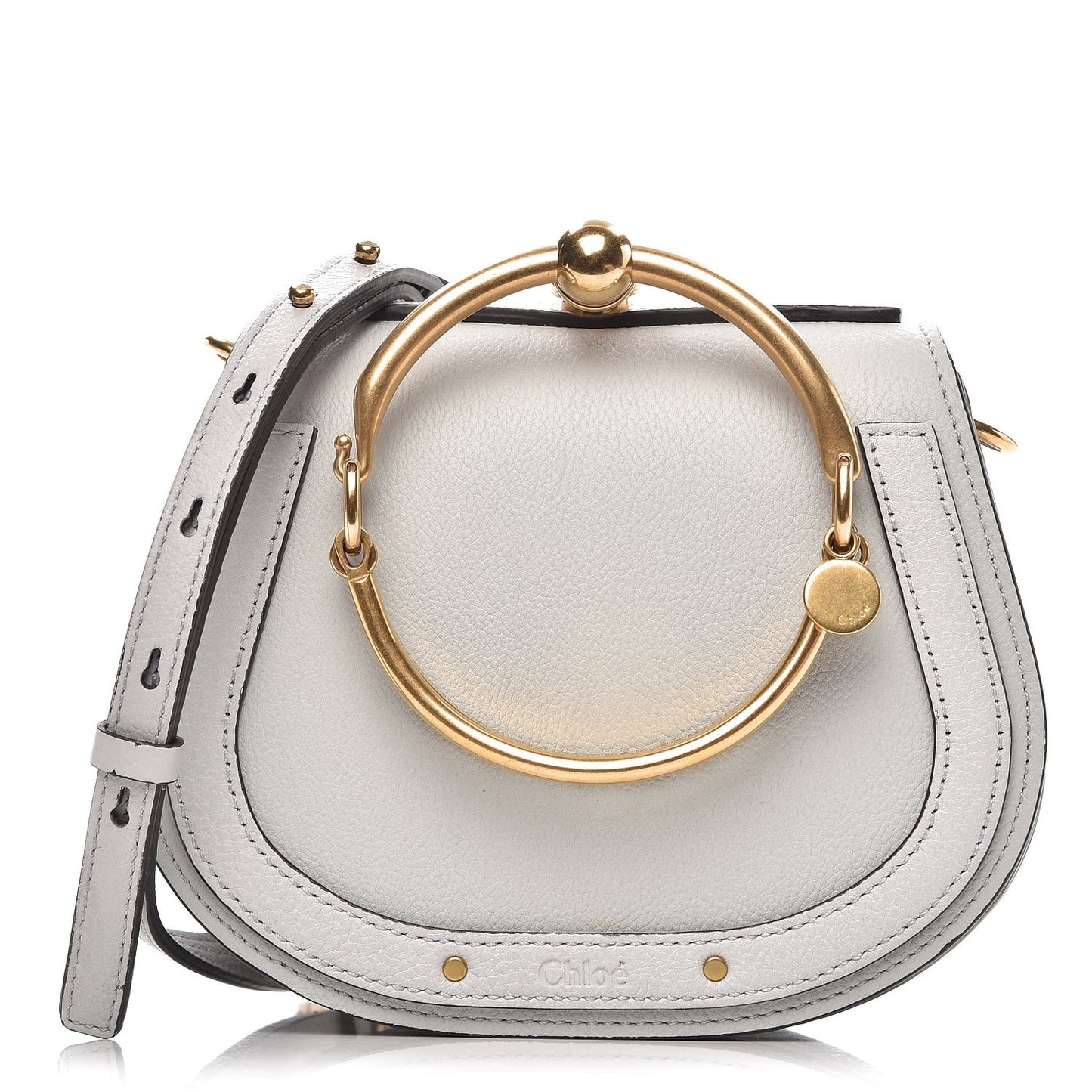 Calfskin Suede Small Nile Bracelet Bag Airy Grey