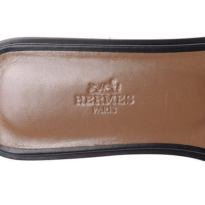 Hermes Box Calfskin Oran Sandals 39 Black 14 of 22