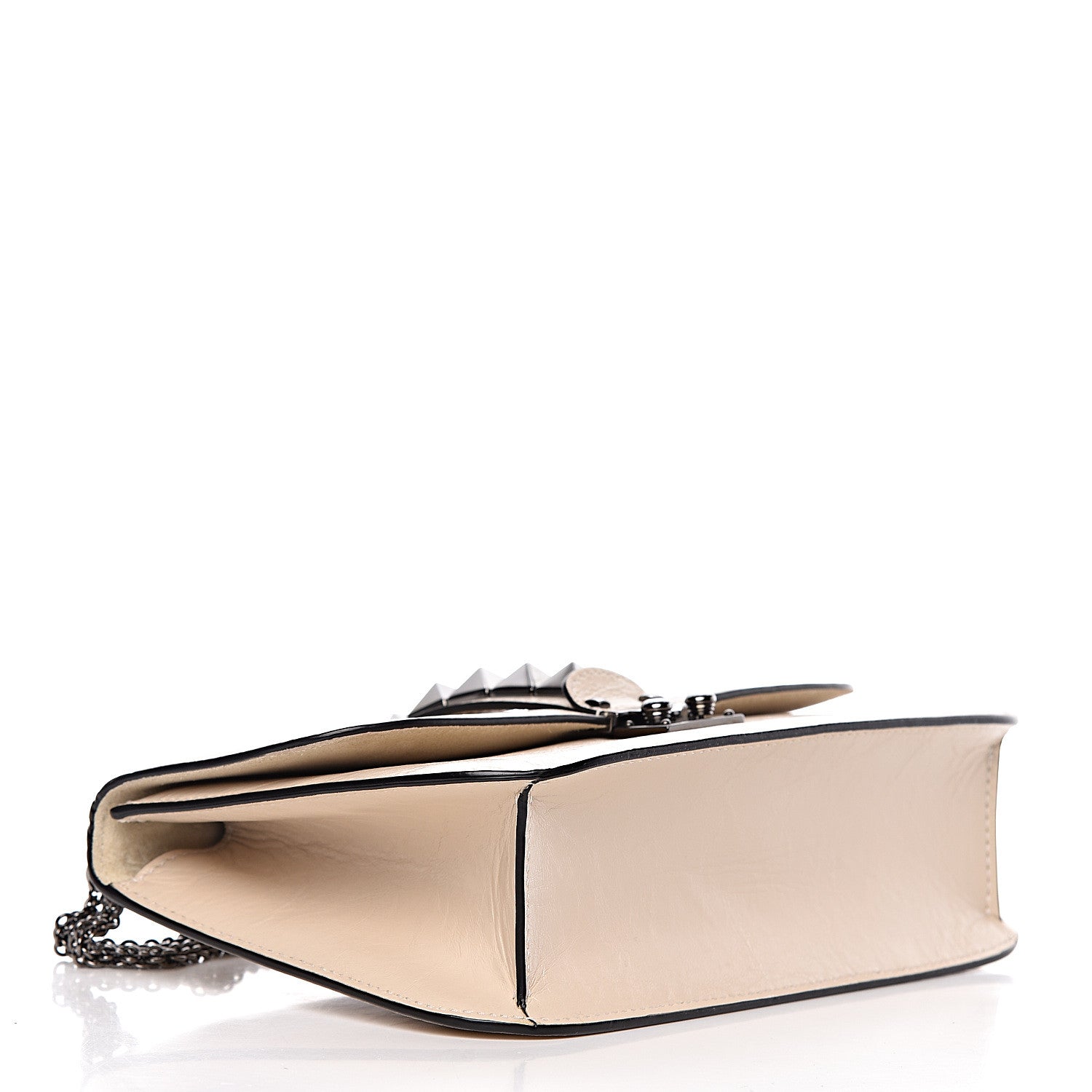Valentino Garavani Craquele Calfskin Medium Glam Lock Rockstud Flap Light Ivory 4 of 15