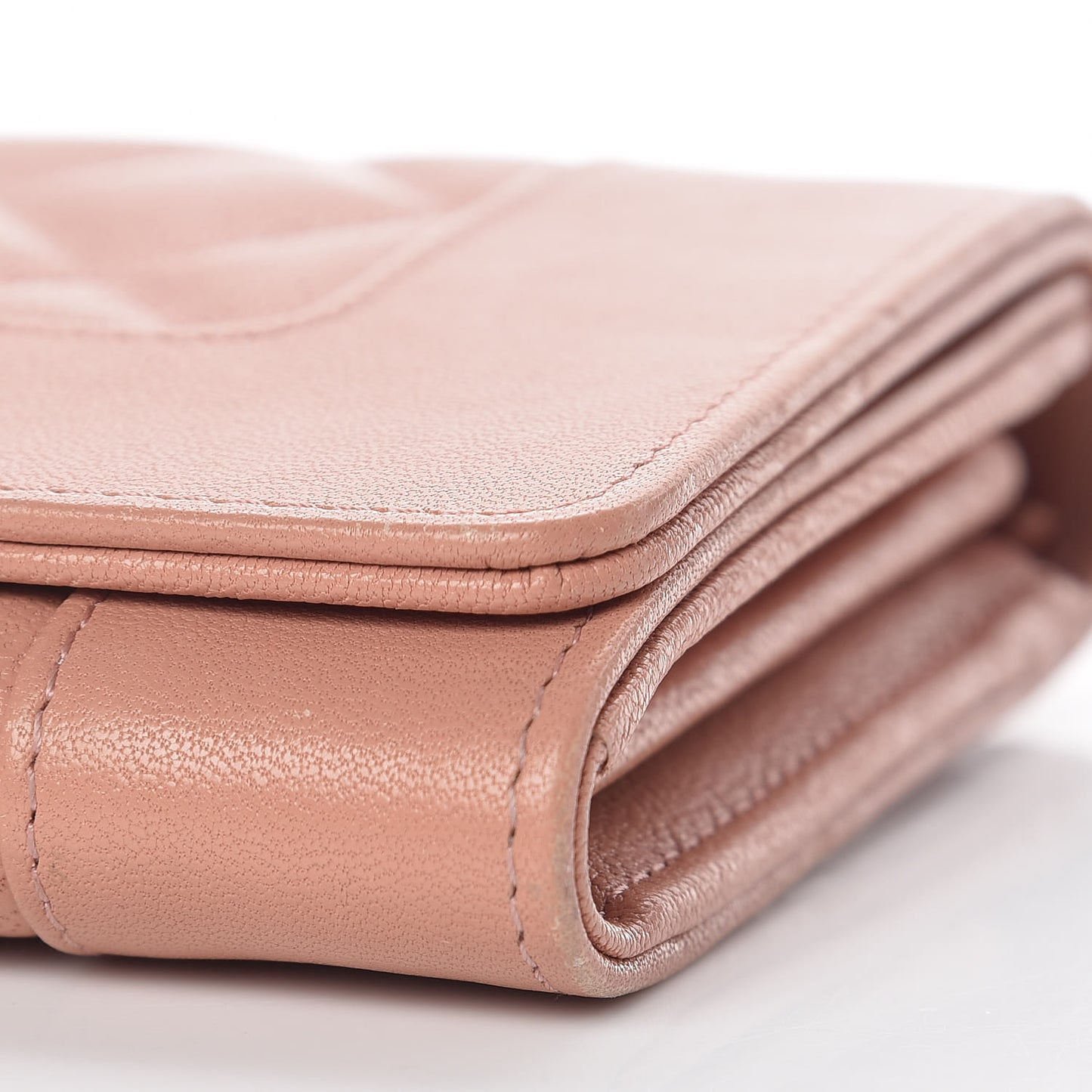 Sheepskin Quilted Mademoiselle Vintage Flap Wallet Pink