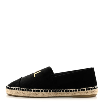 Chanel Velvet Logo Espadrilles 37 Black 1 of 9