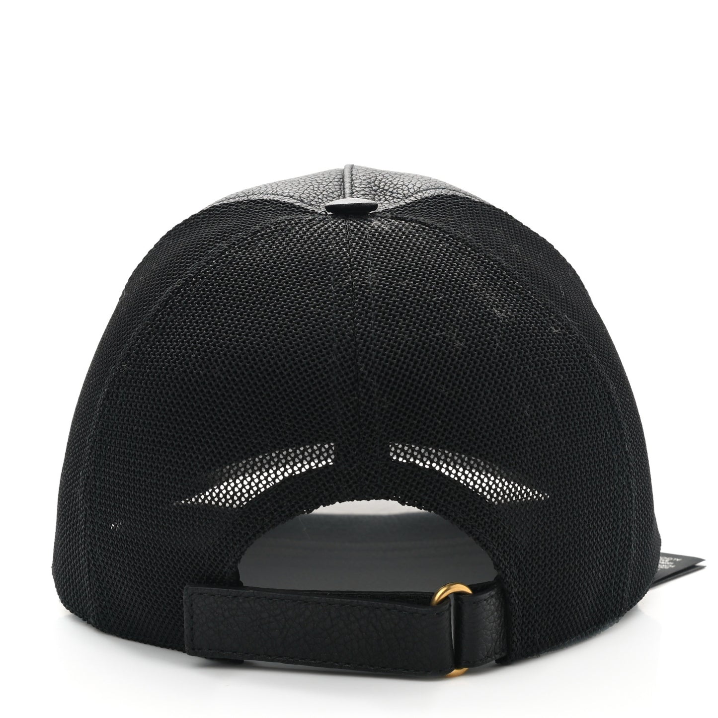 Grained Calfskin Logo Baseball Hat Black