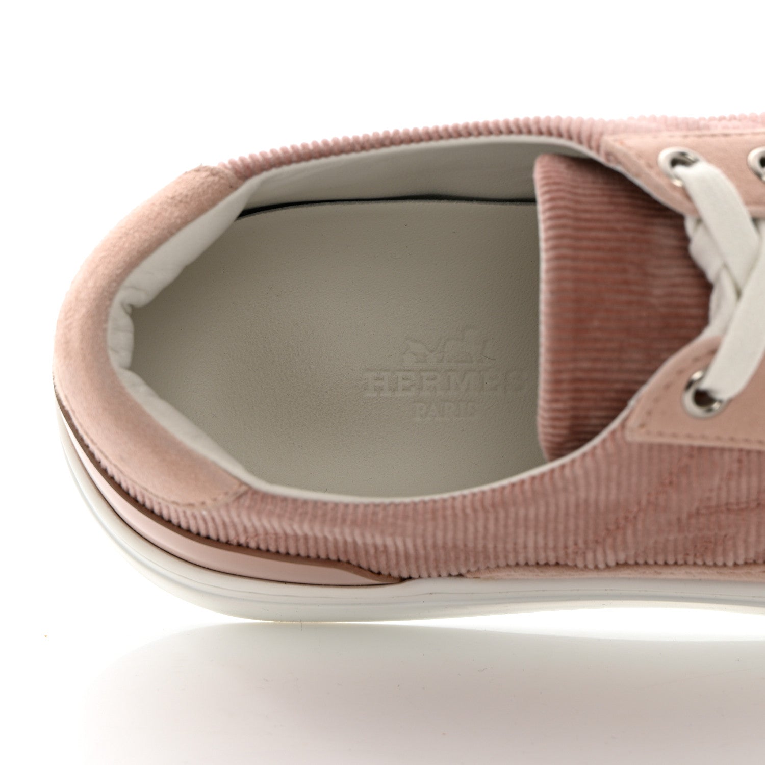 Hermes Fabric Ribbed Suede Goatskin Deep Sneakers 37 Beige Crin 6 of 13