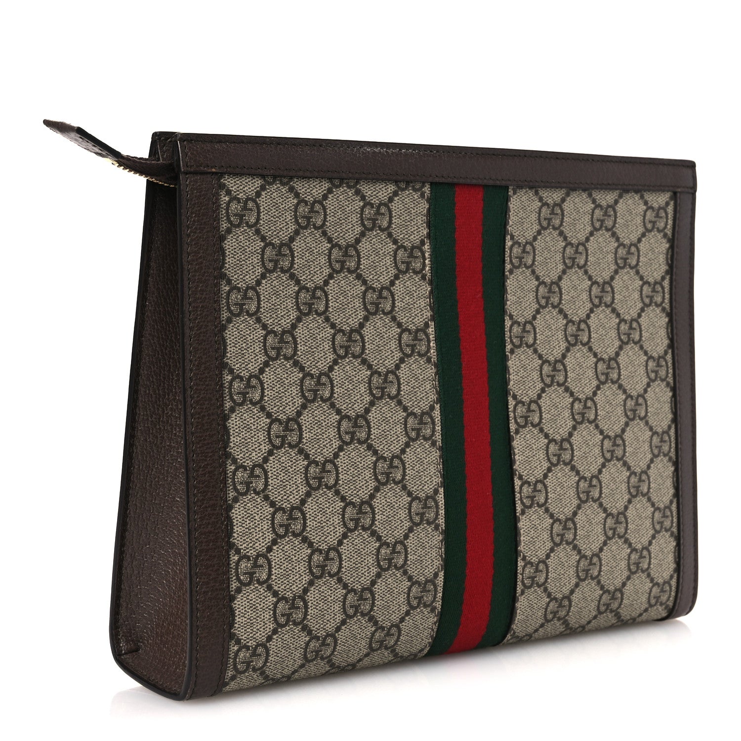 Gucci GG Supreme Monogram Web Ophidia Pouch Brown 3 of 13