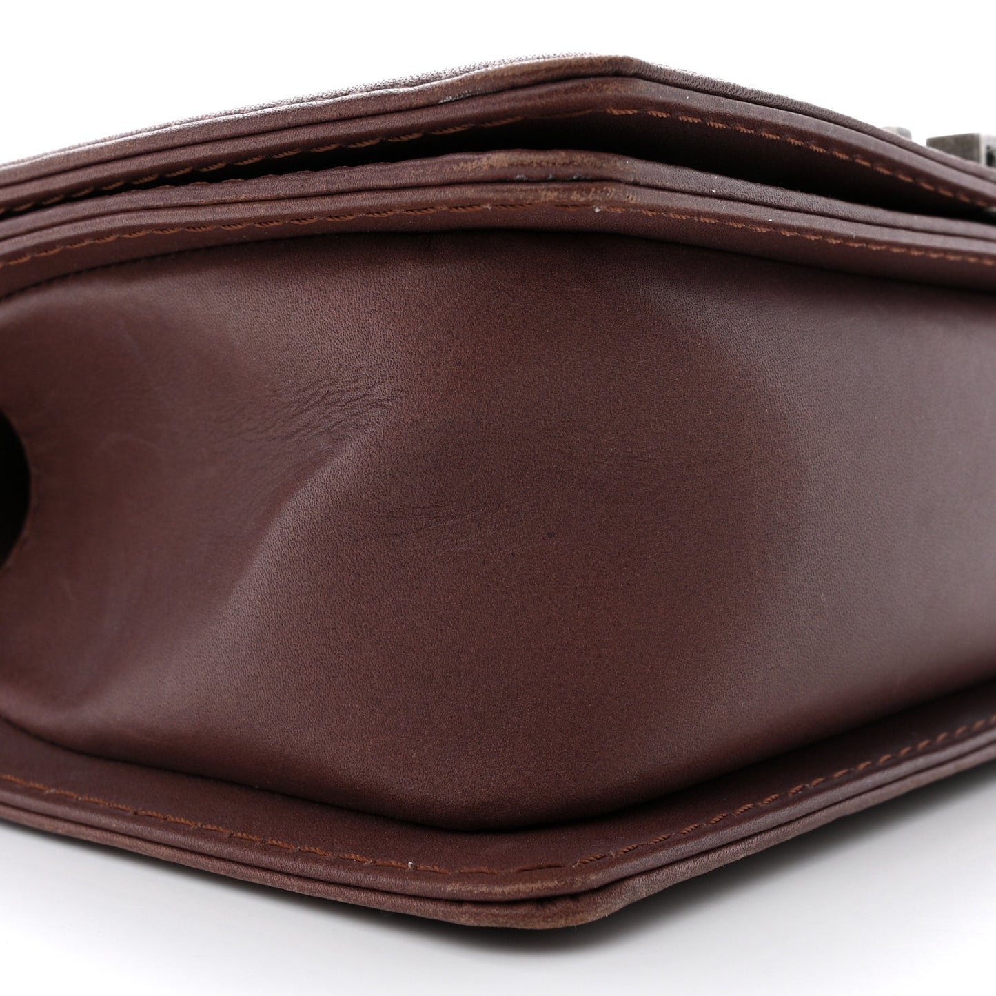 Calfskin Stitched Medium Boy Flap Brown