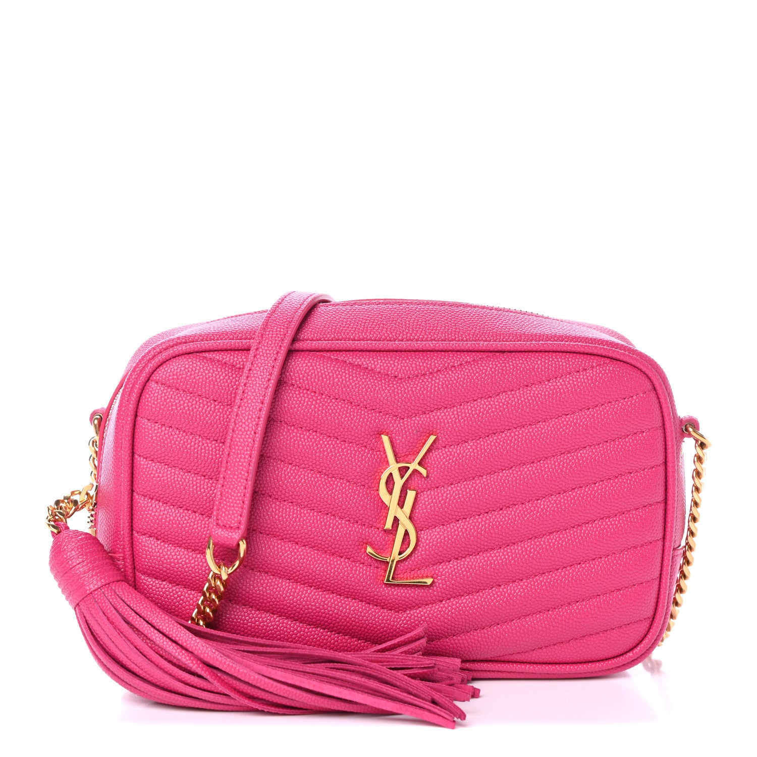 Saint Laurent Grain De Poudre Matelasse Monogram Mini Lou Camera Bag Fuchsia 1 of 9