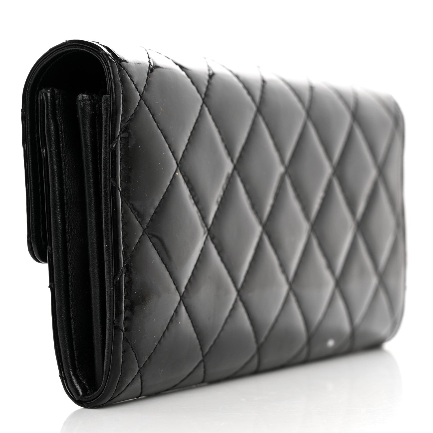 Chanel Patent Quilted Large Brilliant Flap Wallet Black 2 of 9