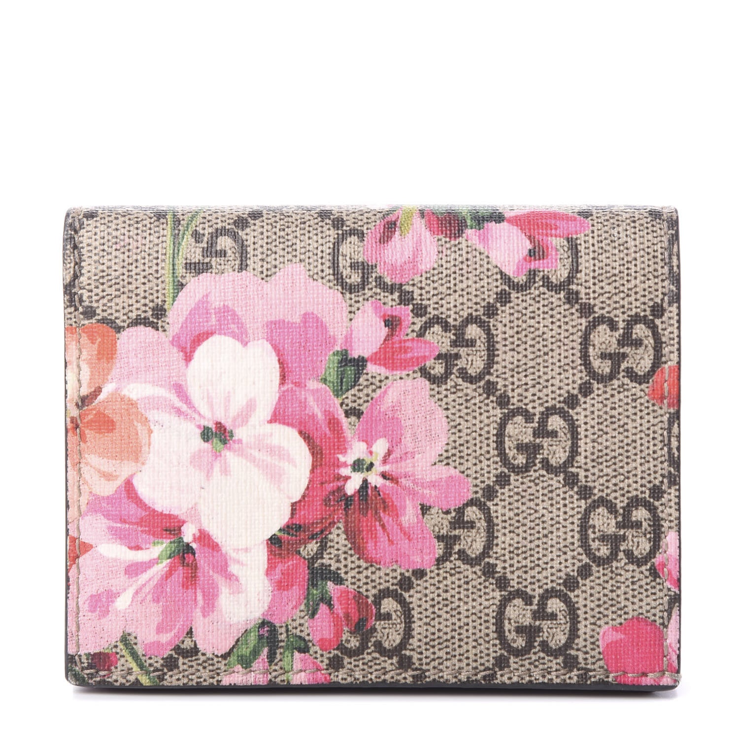 Gucci GG Supreme Monogram Blooms Card Case Beige Multicolor Dry Rose 1 of 6