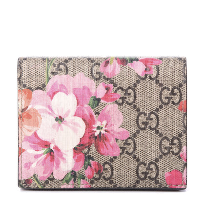 Gucci GG Supreme Monogram Blooms Card Case Beige Multicolor Dry Rose 1 of 6