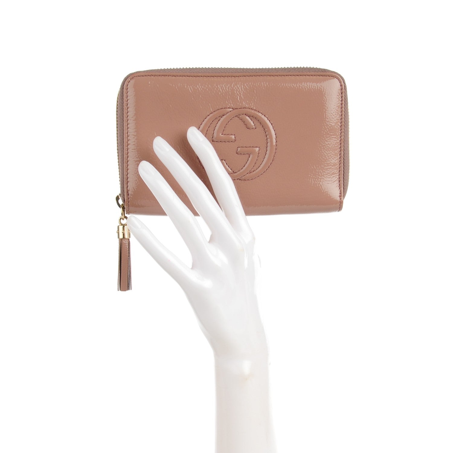 Gucci Patent Medium Soho Zip Around Wallet Dark Cipria 2 of 8