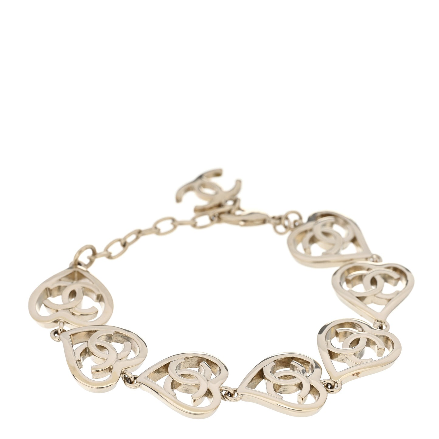 Metal CC Heart Coco In Love Bracelet Light Gold
