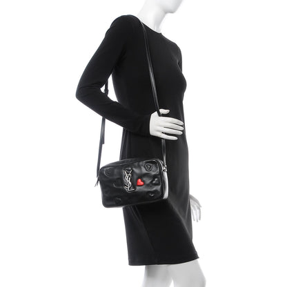 Saint Laurent Calfskin Heart Embossed Monogram Lou Camera Bag Black 2 of 8