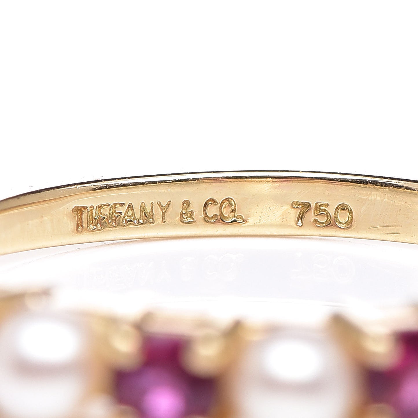 18K Yellow Gold Ruby Pearl Ring 49 5
