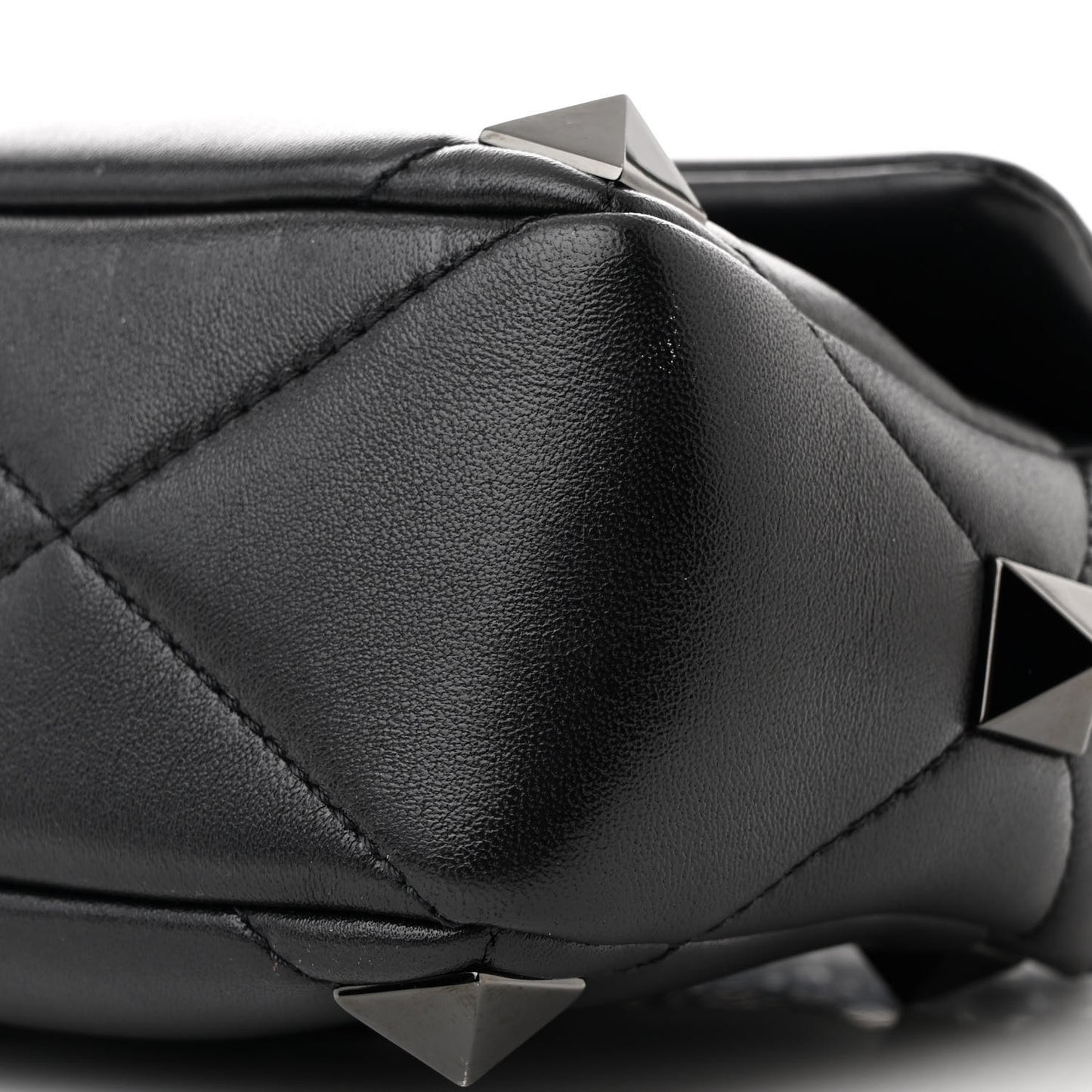 Nappa Monochrome Medium Roman Stud Shoulder Bag Black