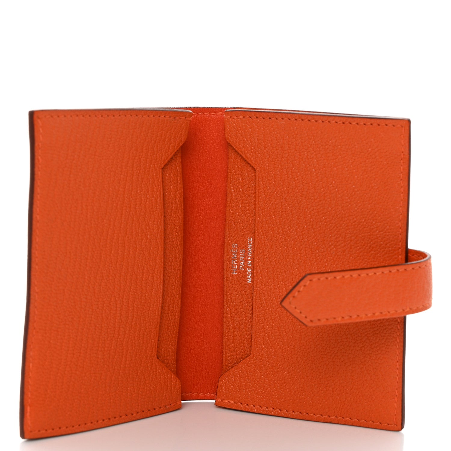 Hermes Chevre Mysore Verso Bearn Card Holder Wallet Orange Feu 5 of 7