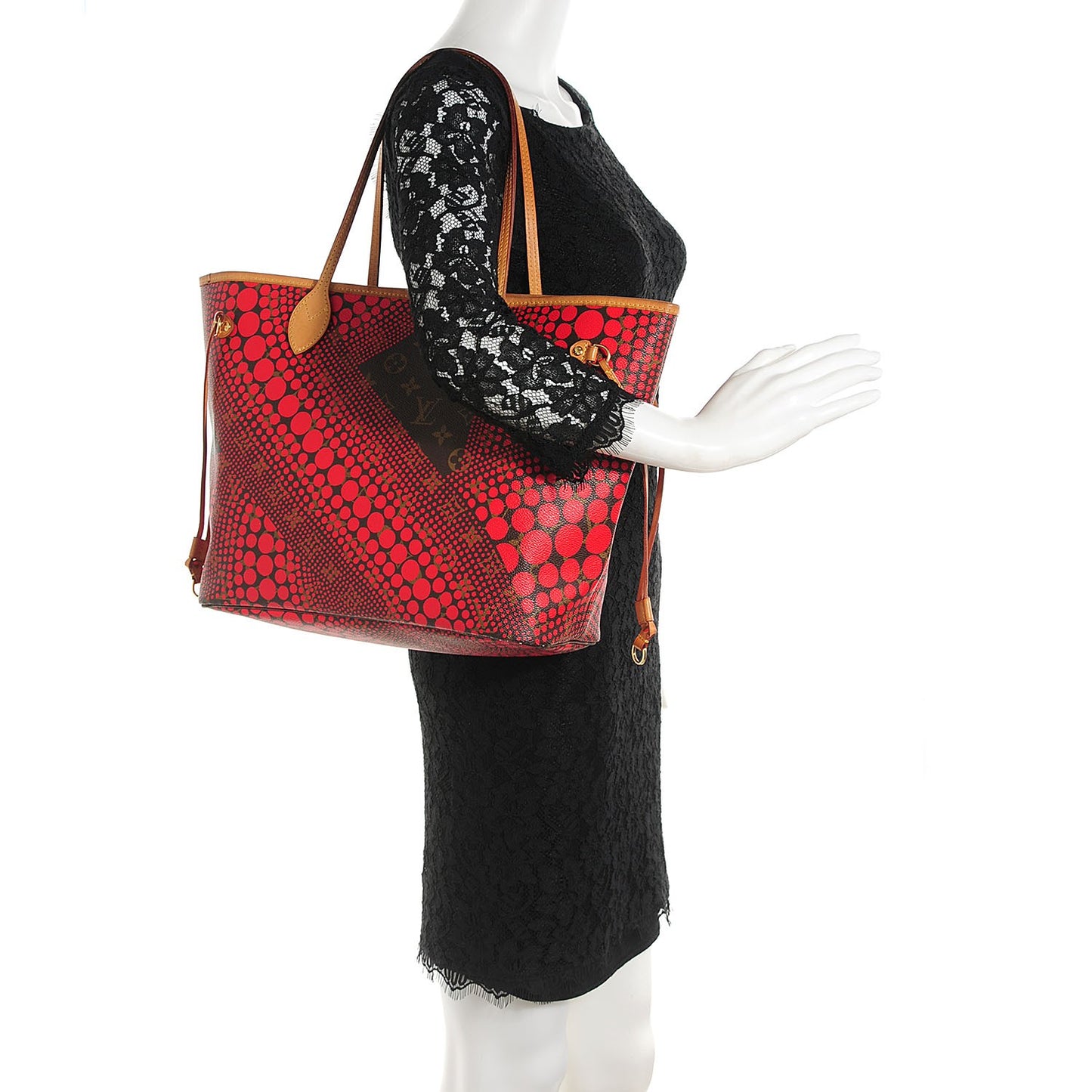 Monogram Kusama Waves Neverfull MM Red