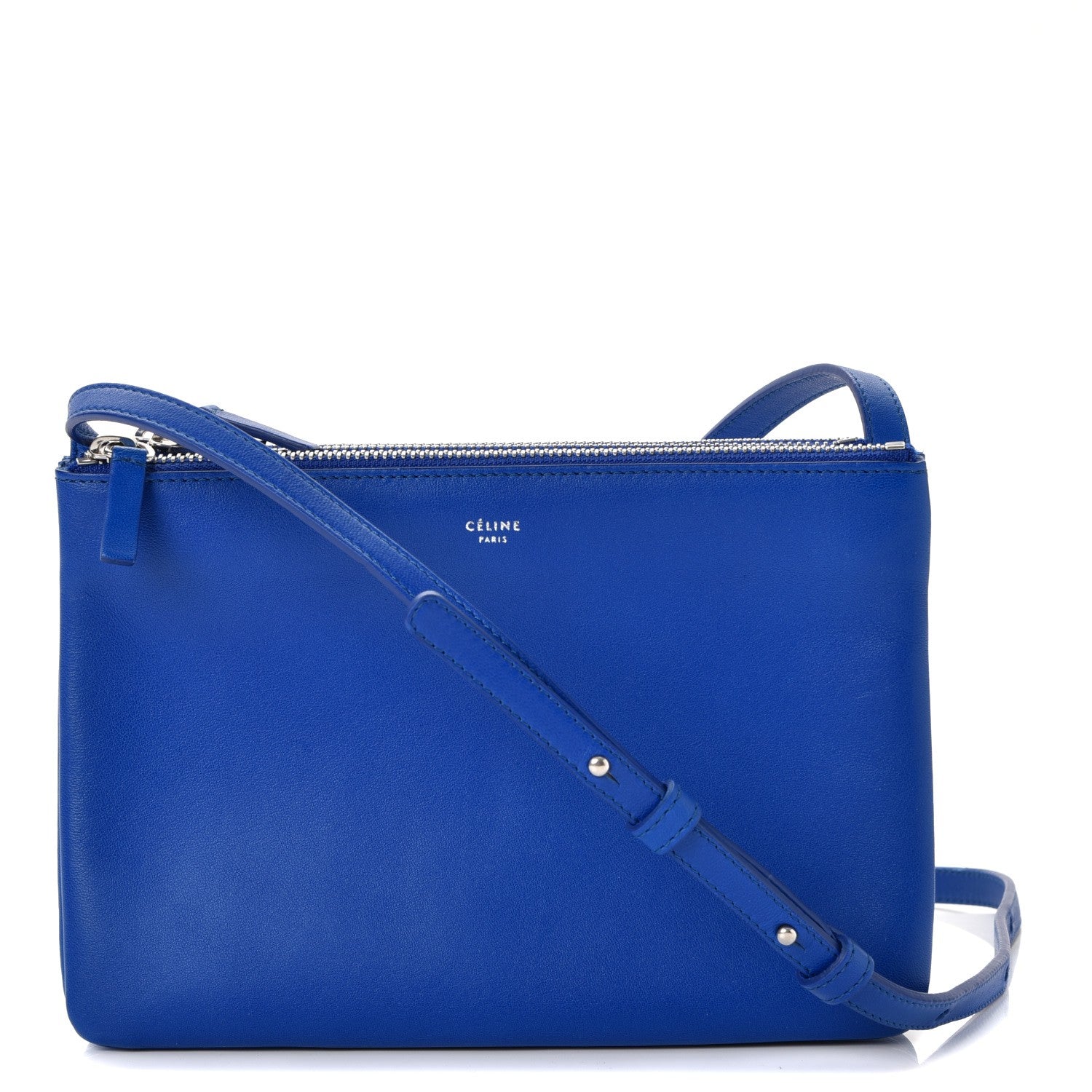 Celine Lambskin Small Trio Crossbody Bag Electric Blue 1 of 9