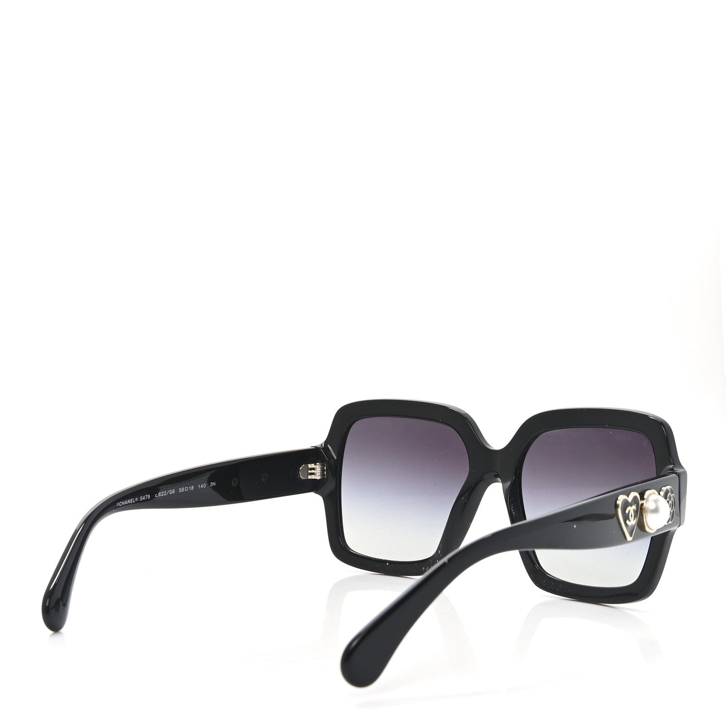 Chanel Acetate Charms Pearl Square Sunglasses 5479 Black Gold