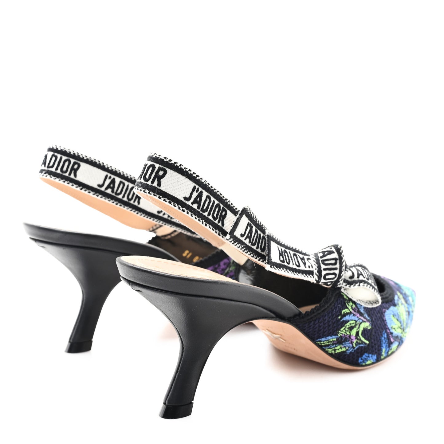 Canvas Embroidered Voyage Cotton Ribbon J'Adior Slingback 65mm Pumps 40.5 Multicolor