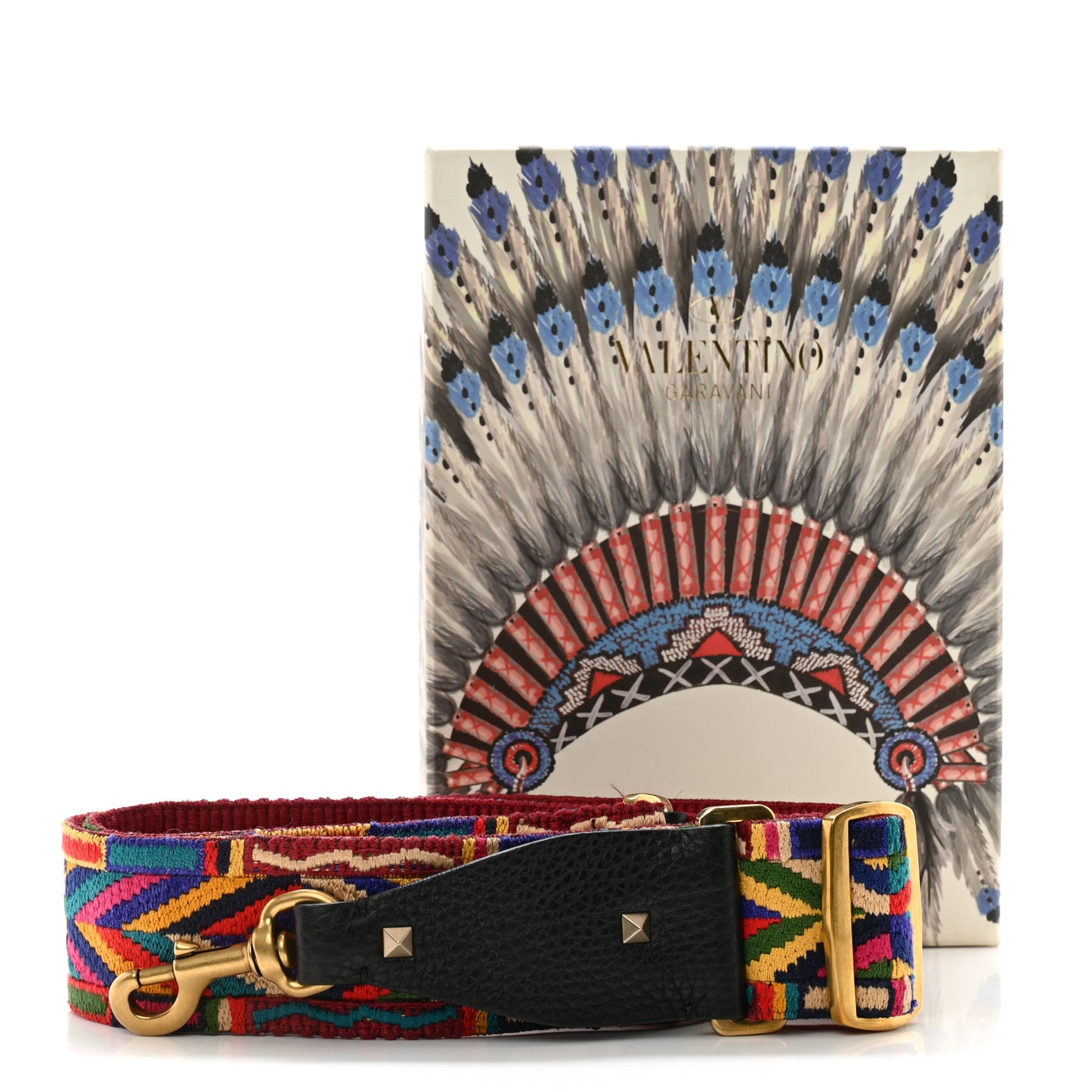Canvas Native Couture 1975 Embroidered Rockstud Guitar Strap Multicolor