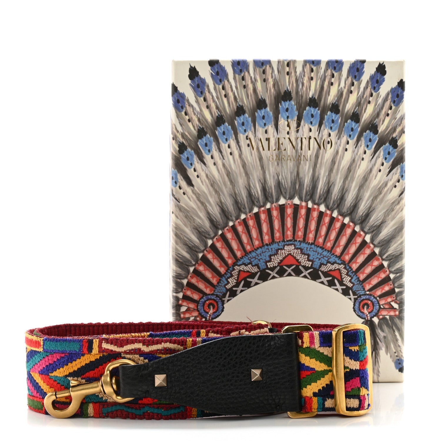 Valentino Garavani Canvas Native Couture 1975 Embroidered Rockstud Guitar Strap Multicolor 7 of 7