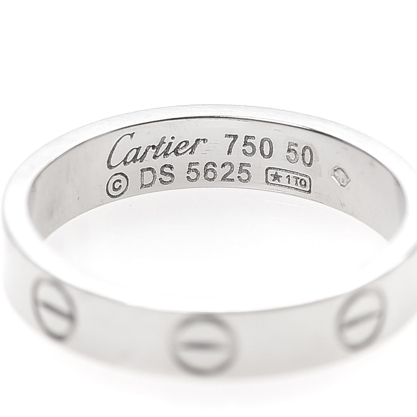 18K White Gold 3.5mm LOVE Wedding Band Ring 50 5.25