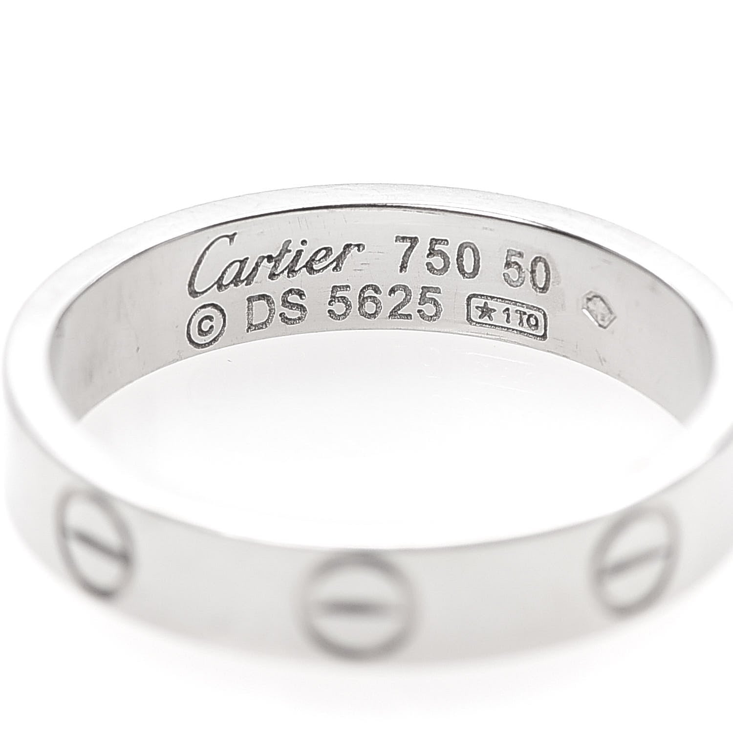 Cartier 18K White Gold 3.5mm LOVE Wedding Band Ring 50 5.25 4 of 5