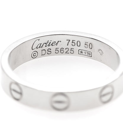 Cartier 18K White Gold 3.5mm LOVE Wedding Band Ring 50 5.25 4 of 5