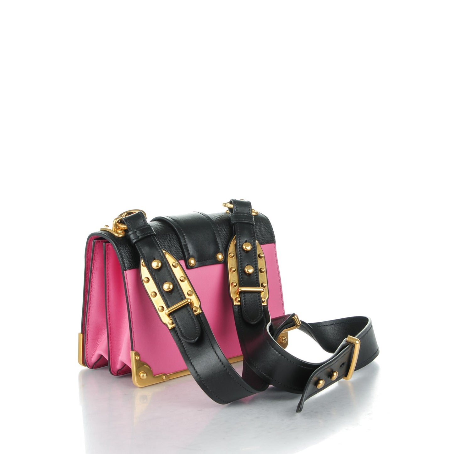 City Calf Saffiano Cahier Bag Fuxia Black